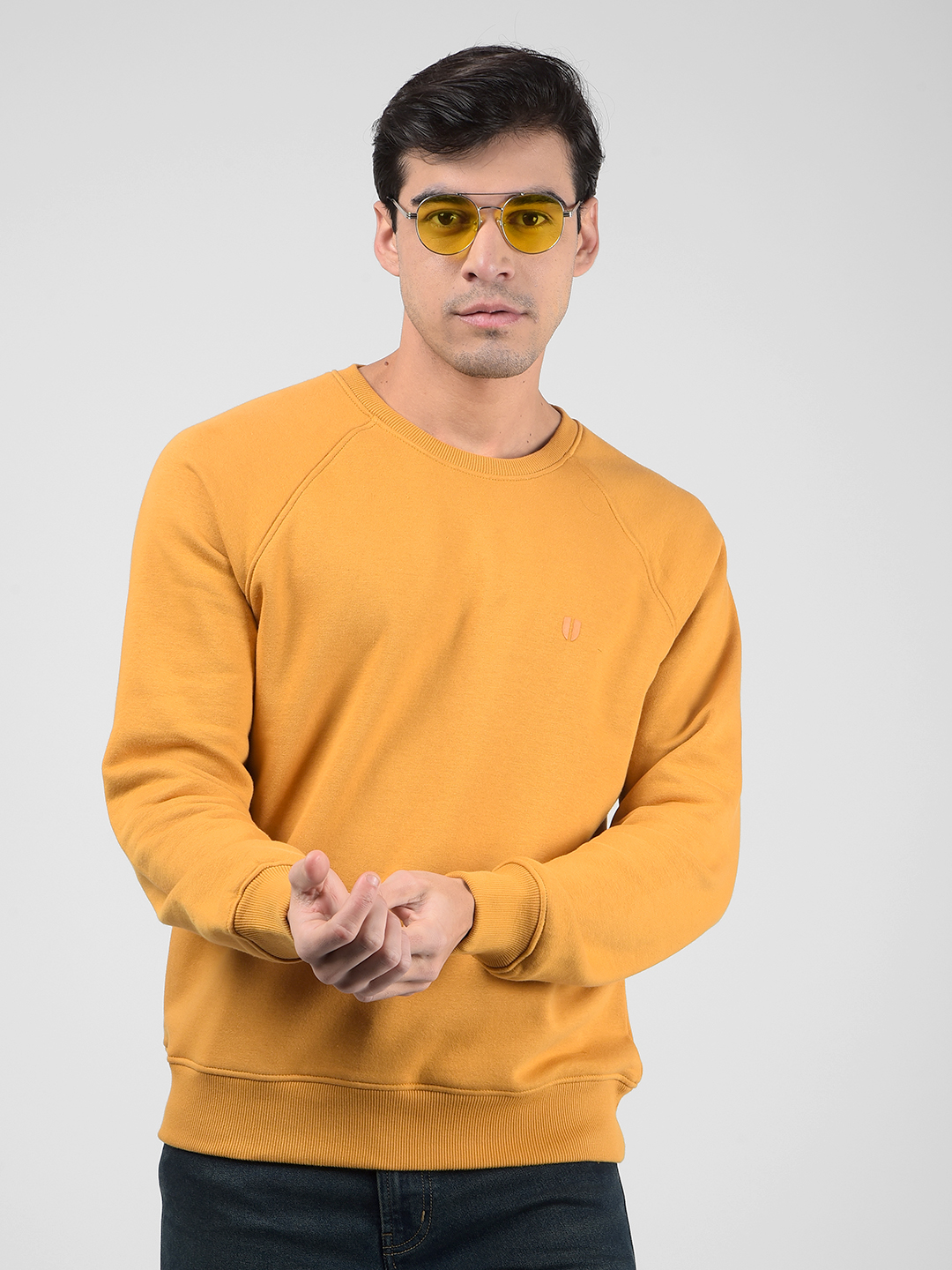Numero Uno Men Ochre Crew Neck Sweatshirts